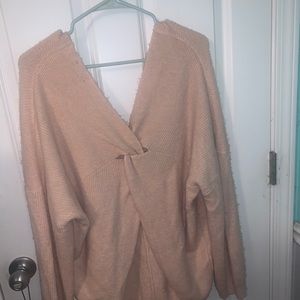 Micha Lounge baby pink sweater with tied knot